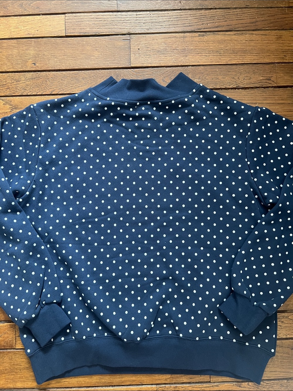 PARKE Denim White Polka Dot Varsity Mockneck Heritage Size S/M New In Bag NWT - Picture 7 of 7
